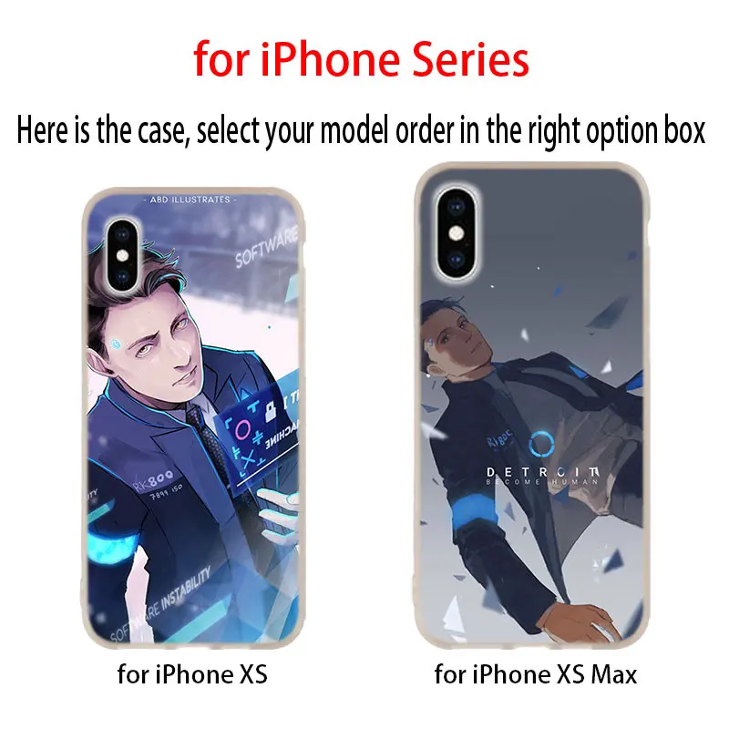 Detroit стать человека RK800 Коннор мягкий чехол для iPhone 12 11 Pro X XS Max XR 8 7 6 Plus 5s SE 2020 S 1 мини