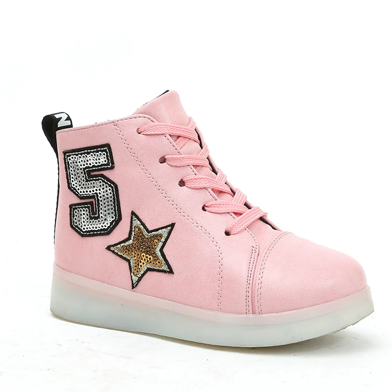 Новые детские обувь зарядка через usb светящиеся кроссовки спортивной обуви с