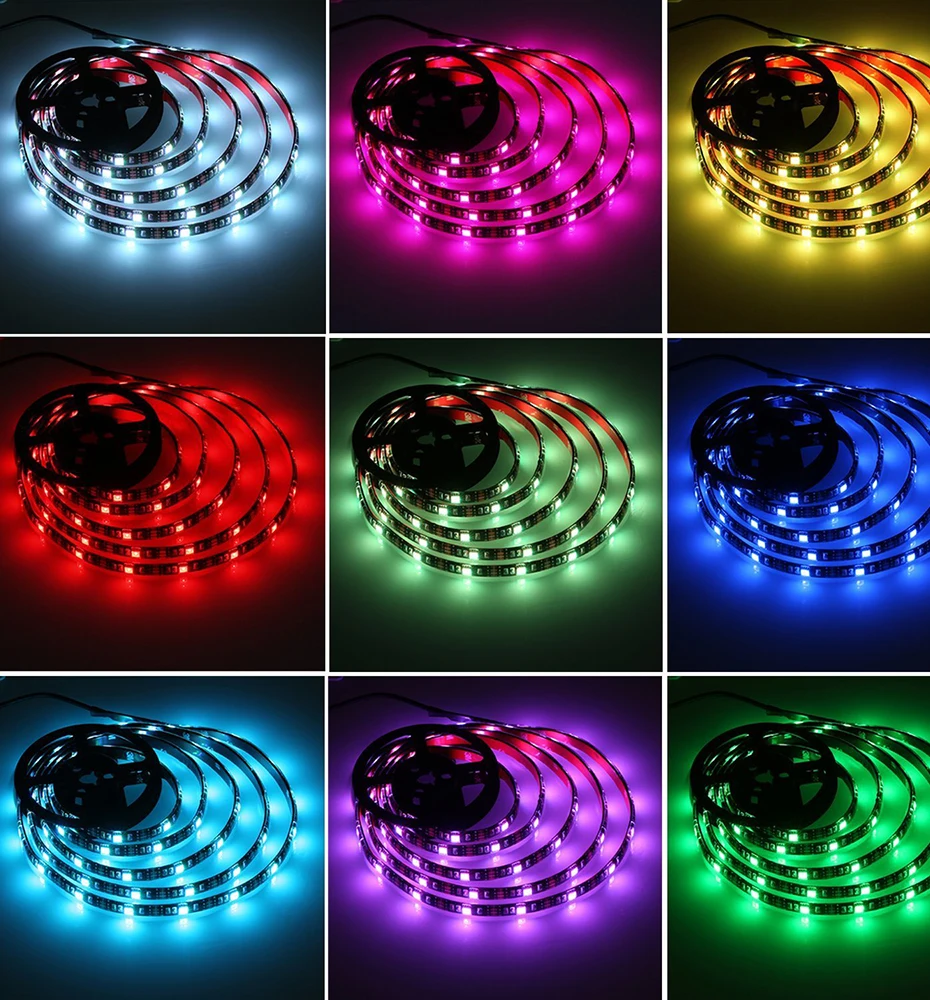 USB Светодиодная лента DC5V с регулируемой яркостью, водонепроницаемый RGB 5V SMD 5050, 10 кнопок, Радиочастотный пульт дистанционного управления, ТВ-фон, красочный светильник для компьютера