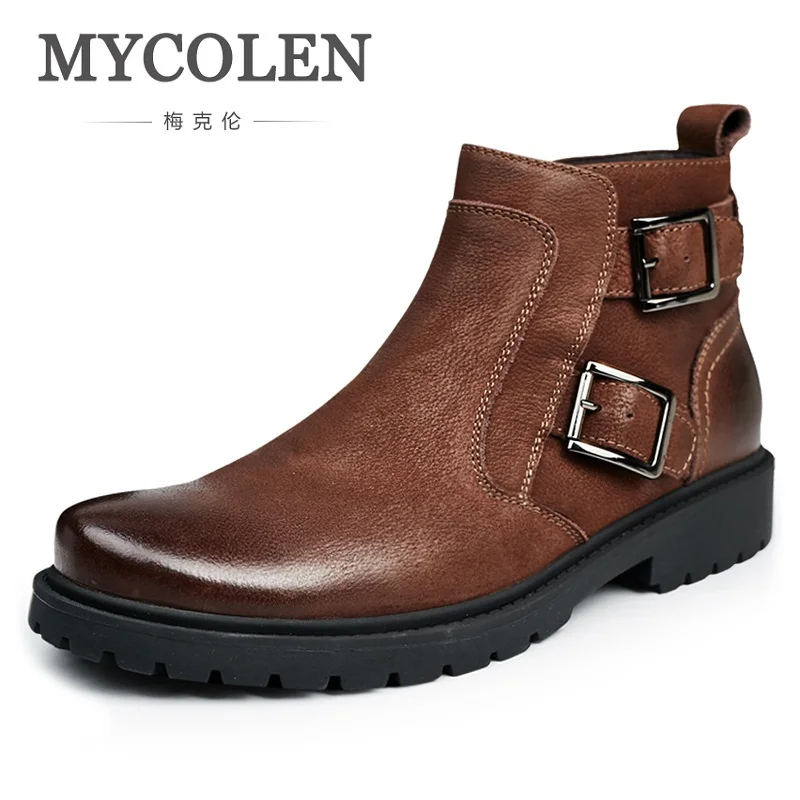 MYCOLEN Мужская обувь из натуральной кожи черного цвета в винтажном стиле уличная