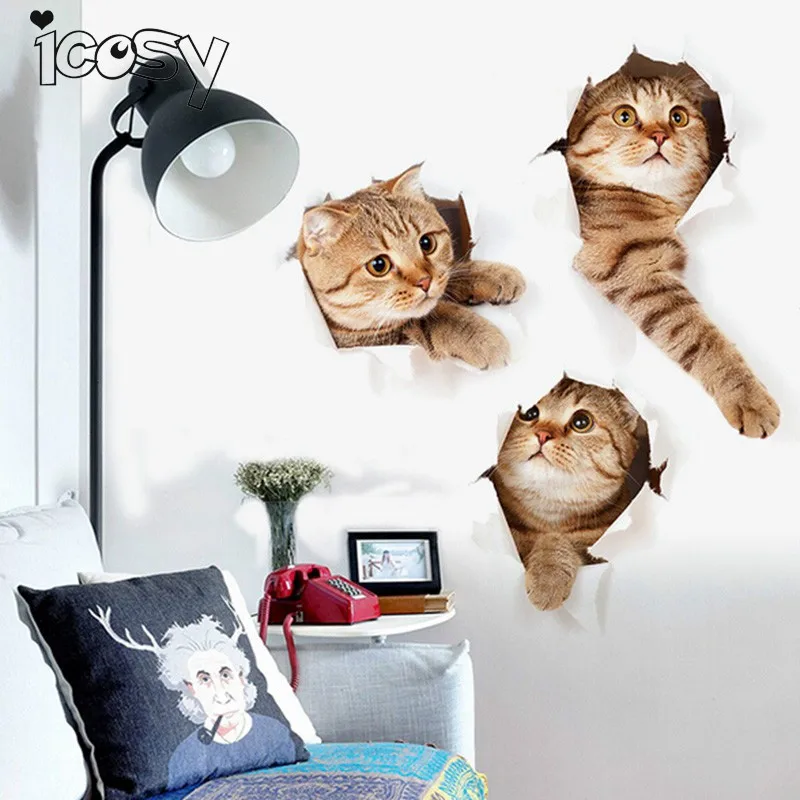 Icosy креативные Мультяшные животные кошка фигурка ПВХ Магнитные наклейки магниты