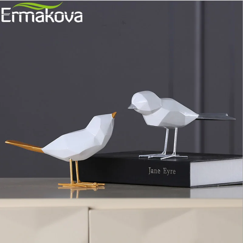 Ермакова Современная Милая Статуэтка птицы из смолы, европейские украшения, геометрическое оригами, статуэтка животного, домашний офисный декор, подарок