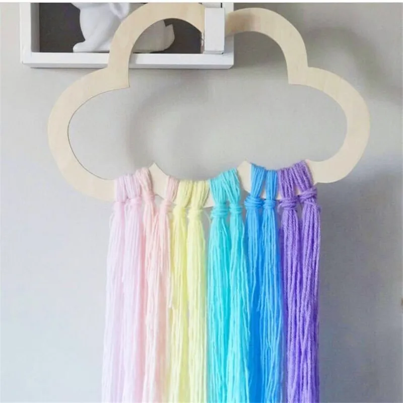 INS Nordic Style Wooden Hollow Clouds Tassel Pendant Wall Hanging Ornament For Kids Room Decoration Nursery Photography Props|Ловцы снов и