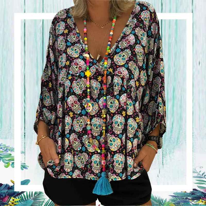 Женская блузка Модная женская сумочка в виде тыквы с принтом черепа на Хэллоуин