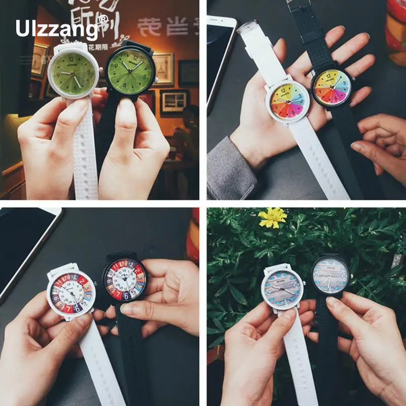Мягкие резиновые кварцевые наручные часы 2018 с милыми фруктовыми рыбками и