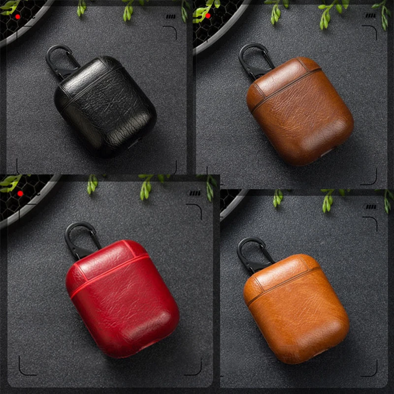 Кожаный чехол для Airpods PU + PC Чехол Air Pods bluetooth наушники кожаный защитный