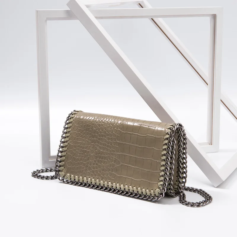 2019 косая сумка через плечо новая модная с крокодиловой линией Женская вечерняя |