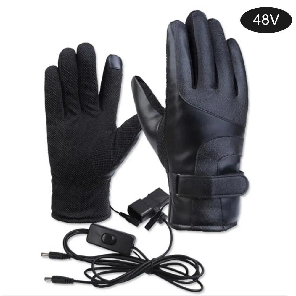 USB Heated Warmer Electric Thermal Gloves Rechargeable Heated Gloves Waterproof Cycling Motorcycle Bicycle Ski Hunting Gloves - Цвет: 48V