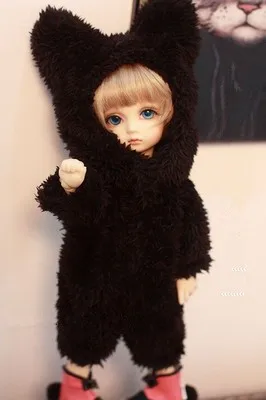 1/6 кукла ночная рубашка белый кролик плюшевый костюм для 1/6 BJD YOSD MSD кукла аксессуары животное кукла одежда - Цвет: Черный