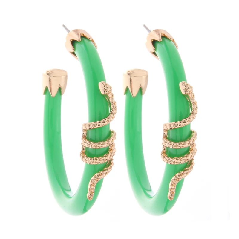 Gold green NeeFu WoFu висячая серьга со змеями для женщин, Очаровательная полимерная серьга, модное ушное кольцо, большие серьги Brinco Oorbellen - Окраска металла: Gold green