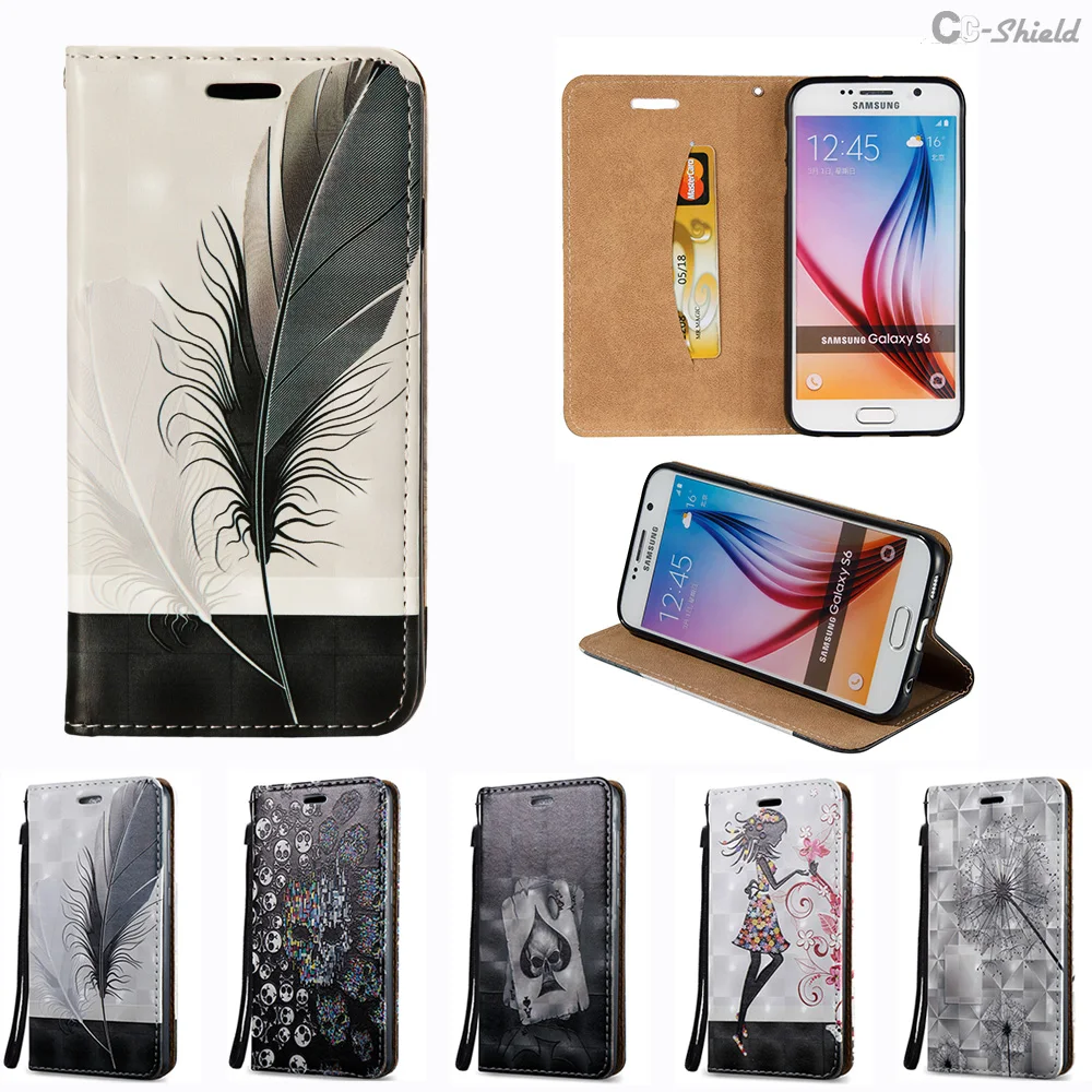 3D флип кейс для samsung Galaxy S6 Duos G920F SM чехол телефона кожаный S 6 Zero F G920FD