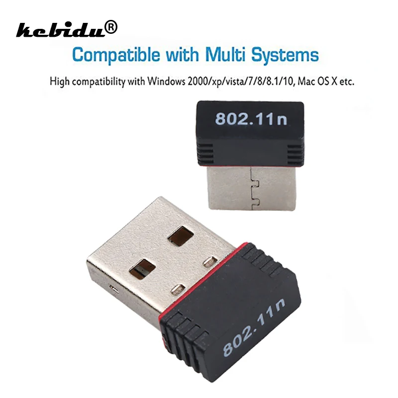 

kebidu USB 2.4Ghz Wireless Adapter 150Mbps WiFi Network Lan Card Dongle 802.11n/b/g 150M Ethernet for Computer PC Laptop