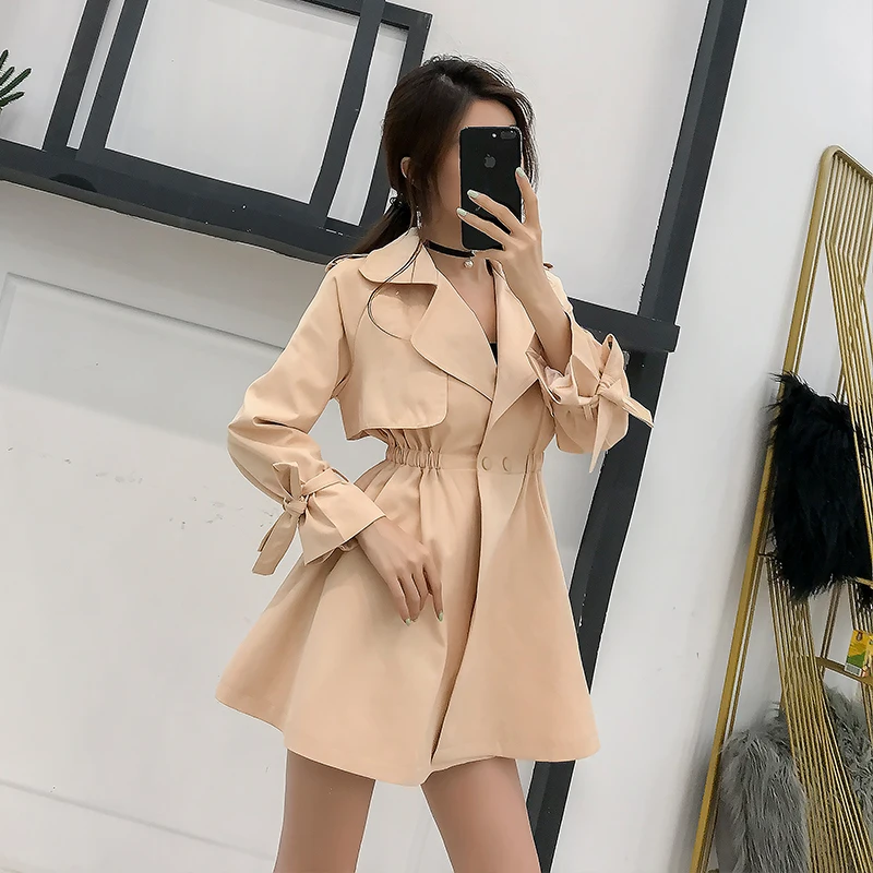 PERHAPS U women outwear casual solid single button pink khaki short coats trench notch collar C0028 |