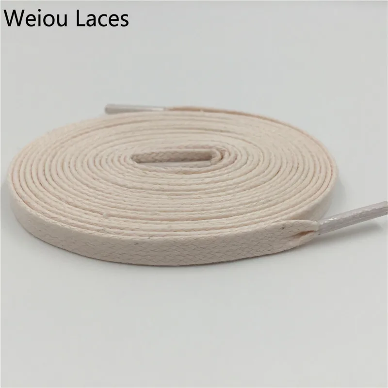 Weiou Quality Flat Waxed Shoelace 8mm Width Unisex Shoestrings Cord 100% Cotton Shoe Lace For Leather Shoes Boots Free Shipping