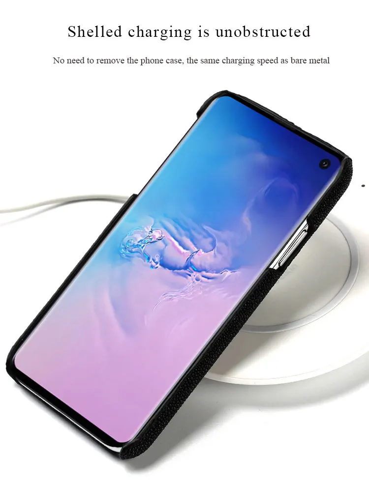 LANGSID настоящий кожаный чехол для телефона stingray для LG G6 G7 G5 роскошный черный чехол из рыбьей кожи для LG V30 V40 V50 K10 женский стиль