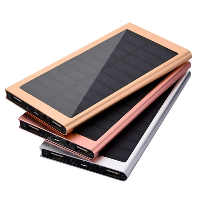 Ультратонкий внешний аккумулятор на солнечной батарее портативный 20000 мАч