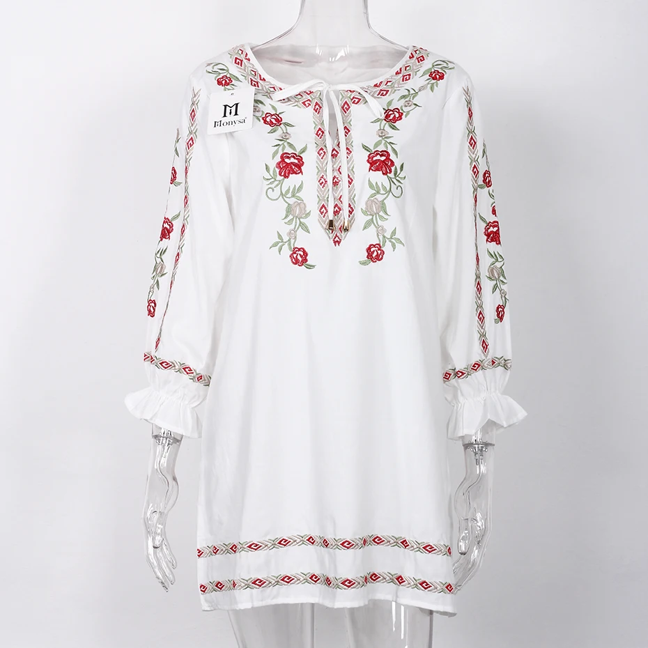 Цветочной вышивкой платья для Для женщин Лето 2018 Новые поступления 3/4 рукав