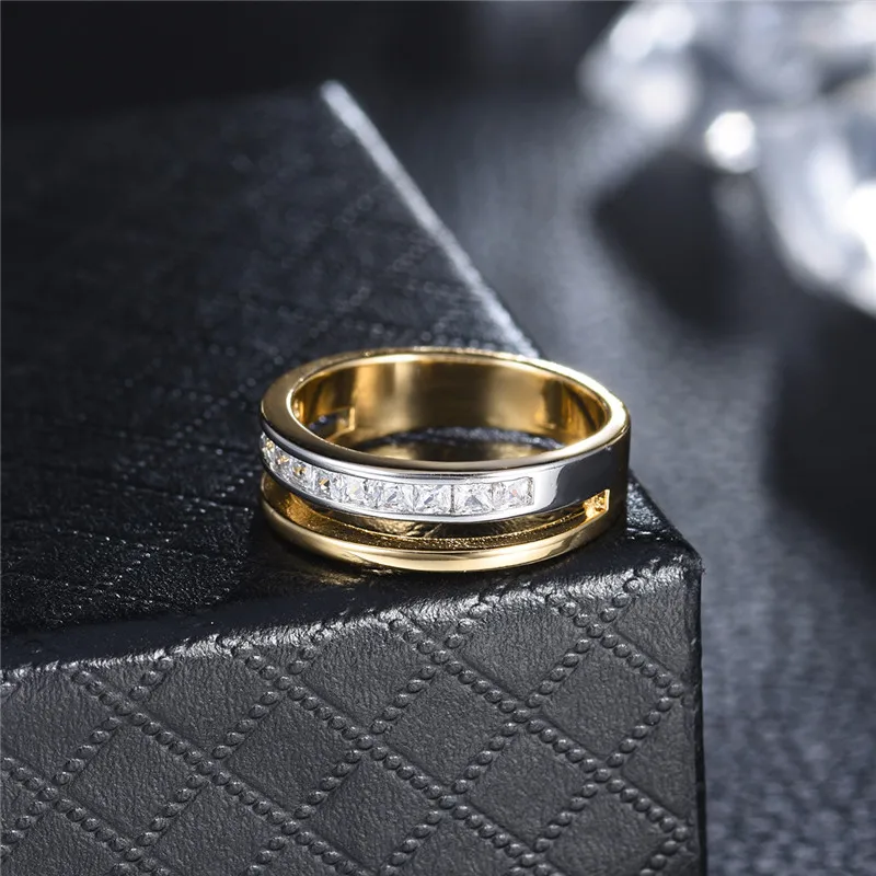 Новое поступление обручальные кольца BUDONG золотого цвета с кубическим цирконием