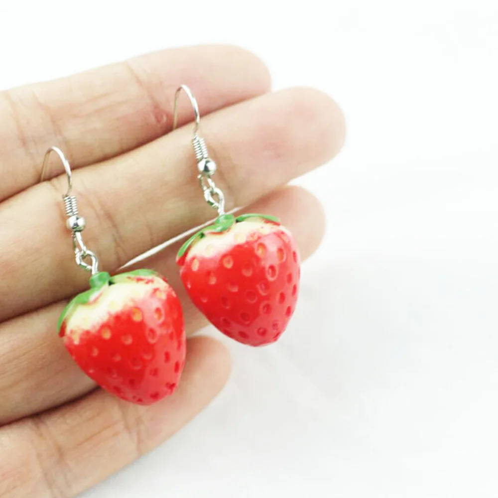1 пара фрукты Клубника серьги женский прекрасный девушка моделирование Красной