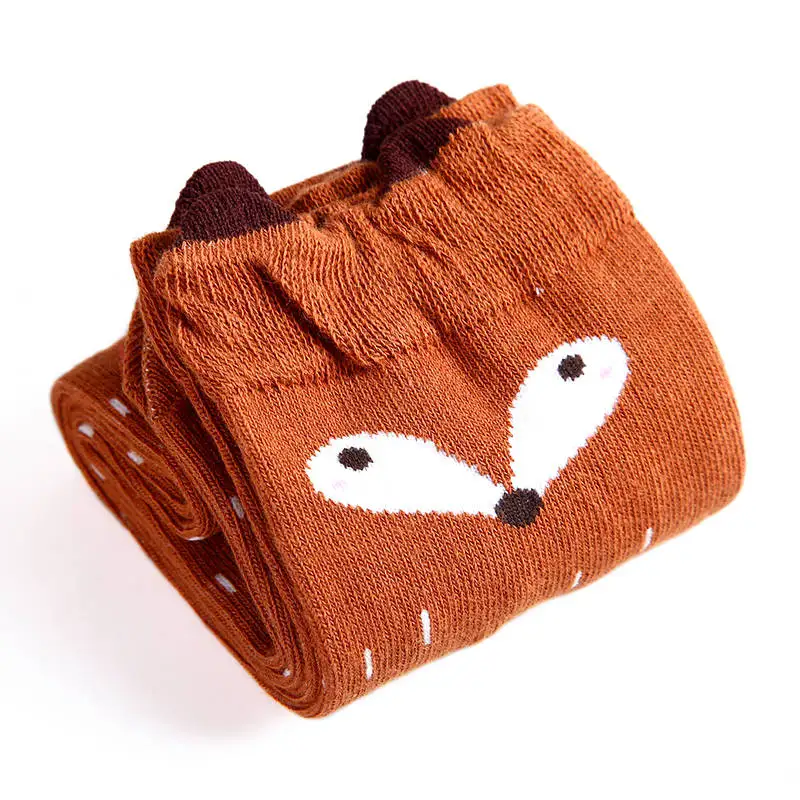 Brown Fox 1 пара, милые Хлопковые гольфы для девочек с рисунками из мультфильмов высокие теплые мягкие гольфы принцессы с рисунком медведя и кота - Цвет: Brown Fox