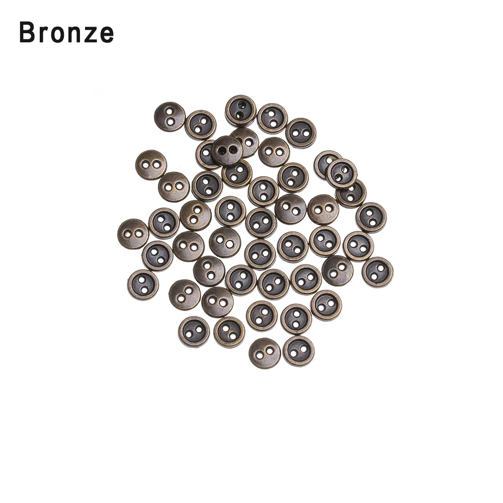 Bronze 50 шт./лот 3 мм/4 мм/5 мм ручной работы мини металлические пуговицы DIY кукольная одежда для шитья круглые пуговицы DIY кукольная одежда аксессуары - Цвет: Bronze