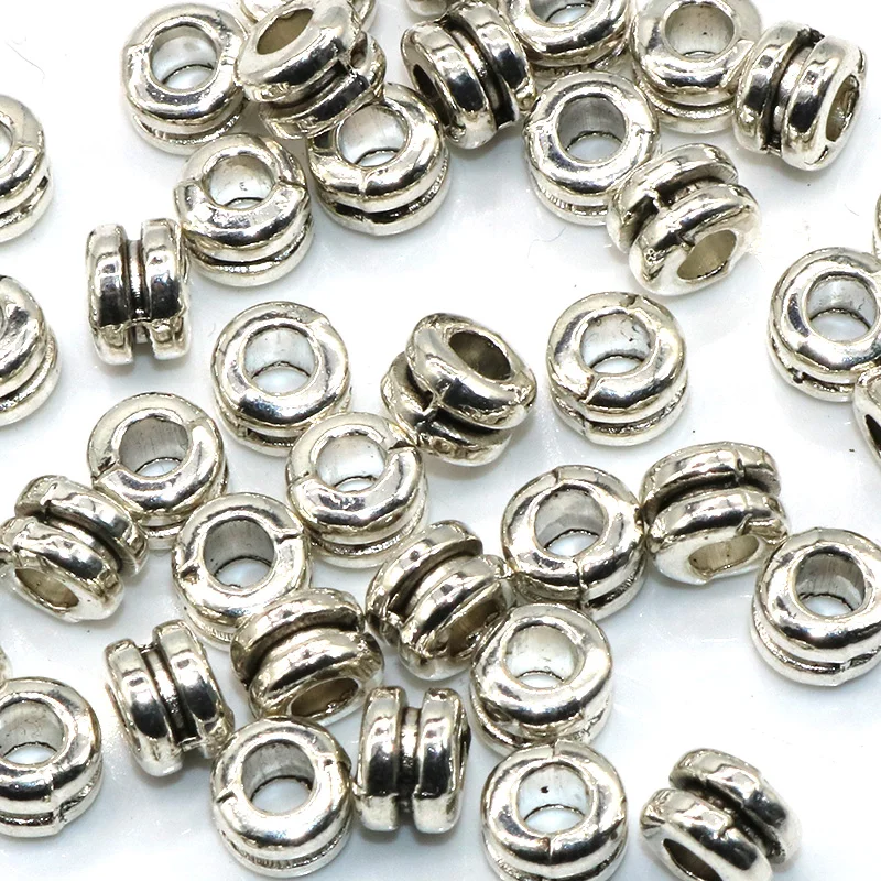 Бусины разделители серебристого цвета для браслетов 6 10 мм 50 шт.|silver spacer beads|loose