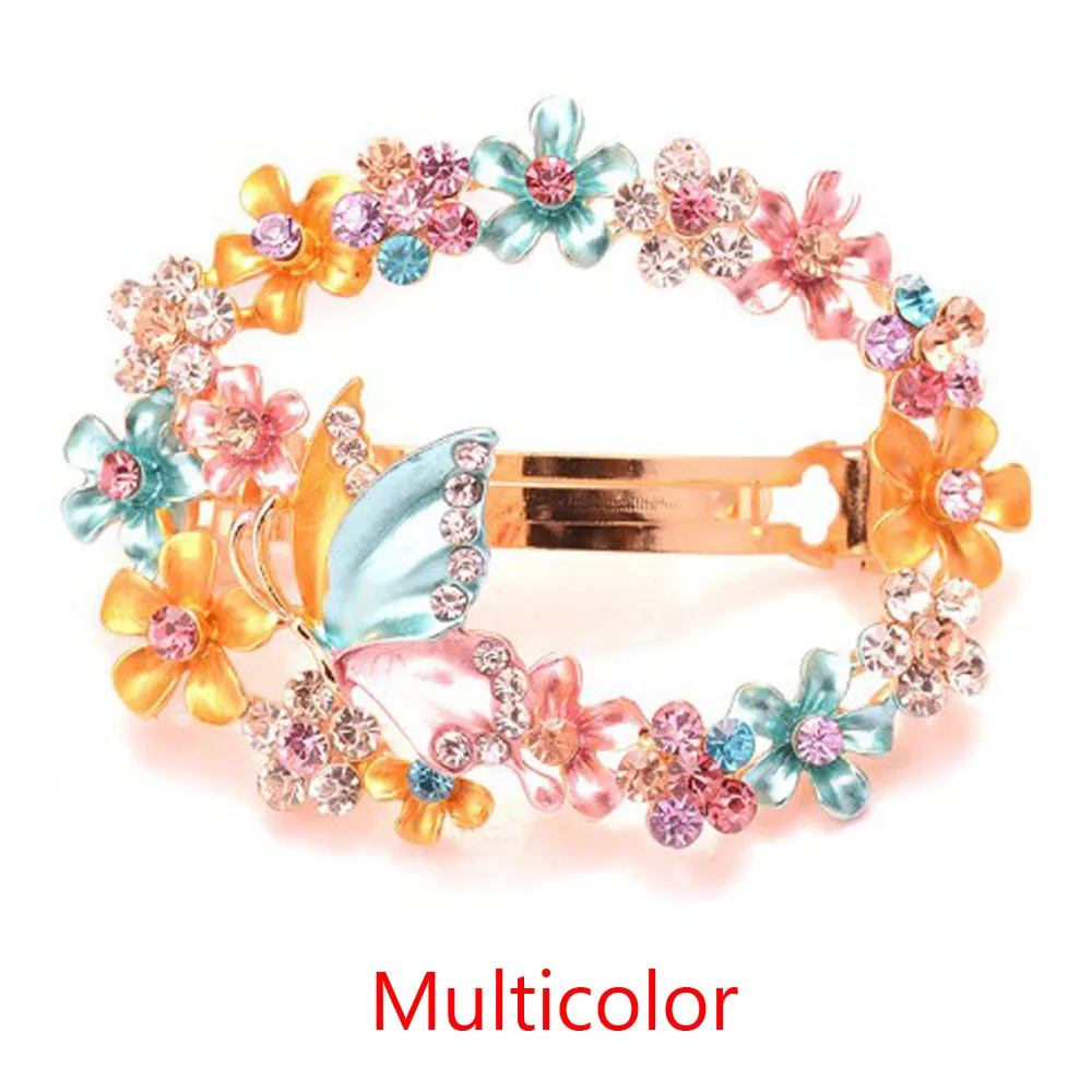 Multicolor 1 шт., раскрашенные украшения, Хрустальный цветок, полые заколки для волос, Шпилька для невесты, стразы, шпилька, головной убор для женщин, Свадебная вечеринка - Цвет: Multicolor