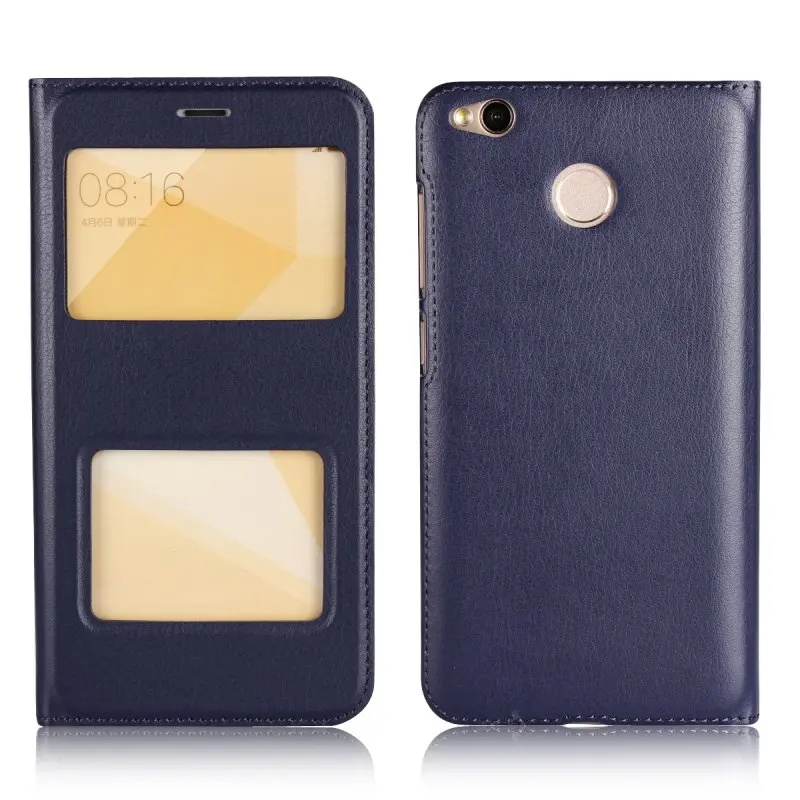 Для Xiaomi Redmi 4X окно Дело откидная крышка Чехлы для Coque Redmi 4 х чехол для телефона слайд ответ кожи Etui hoesje Fundas Capinhas