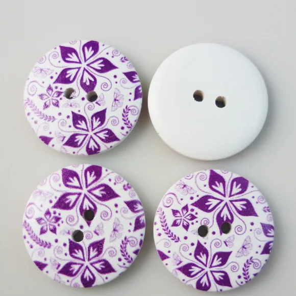 Фиолетовая цветочная роспись деревянные кнопки пальто ботинки Швейные