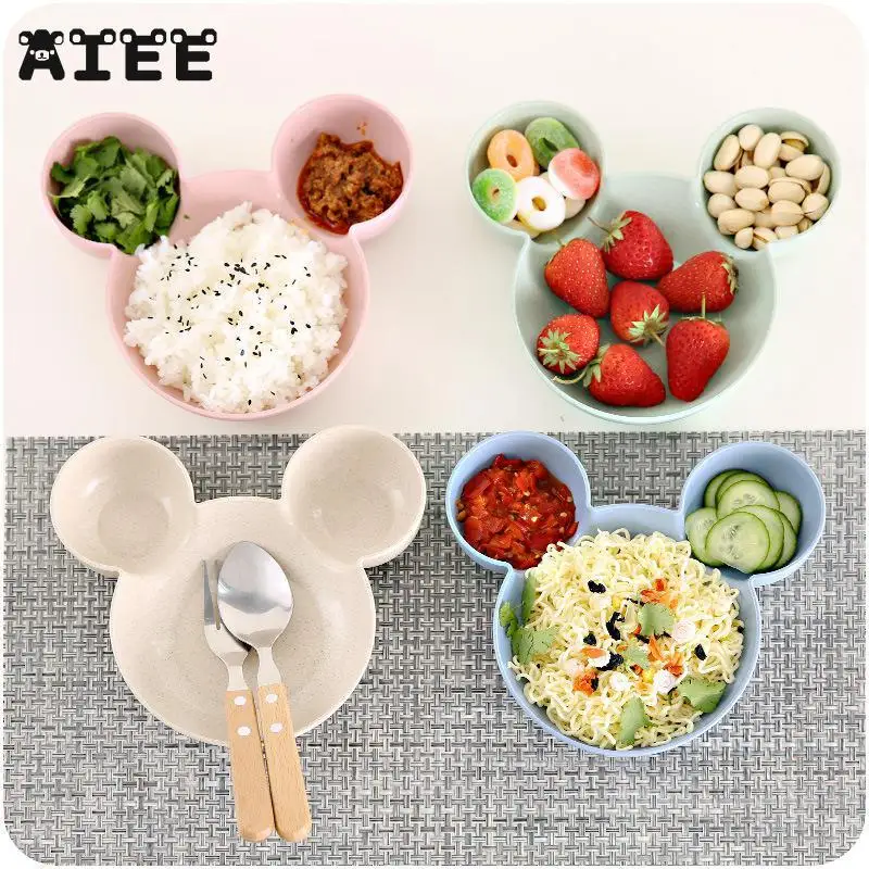 Детская тарелка Микки Маус AIEE с мультяшной мышкой Ланч бокс милая миска для
