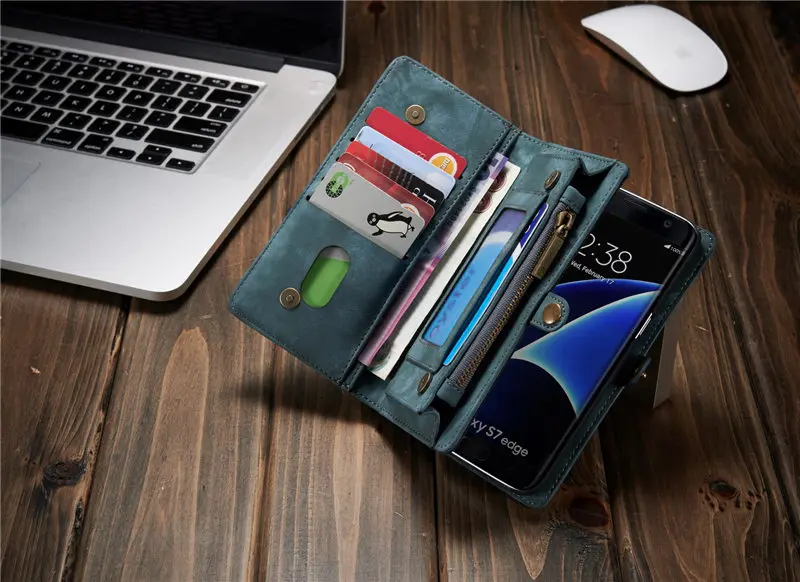 Для Coque samsung s7 edge Ретро Fundas samsung s7 edge съемный чехол-кошелек 2 в 1 съемный кожаный магнитный флип-чехол Чехол
