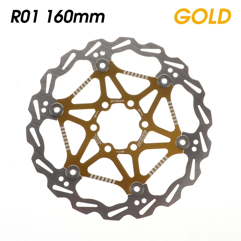 160mm Gold Велосипедный Дисковый Тормоз MTB тормозной поплавок вращающийся диск роторы 160 мм 180 мм Дорожный велосипед гидравлические тормозные колодки поплавок роторы части велосипеда - Цвет: 160mm Gold