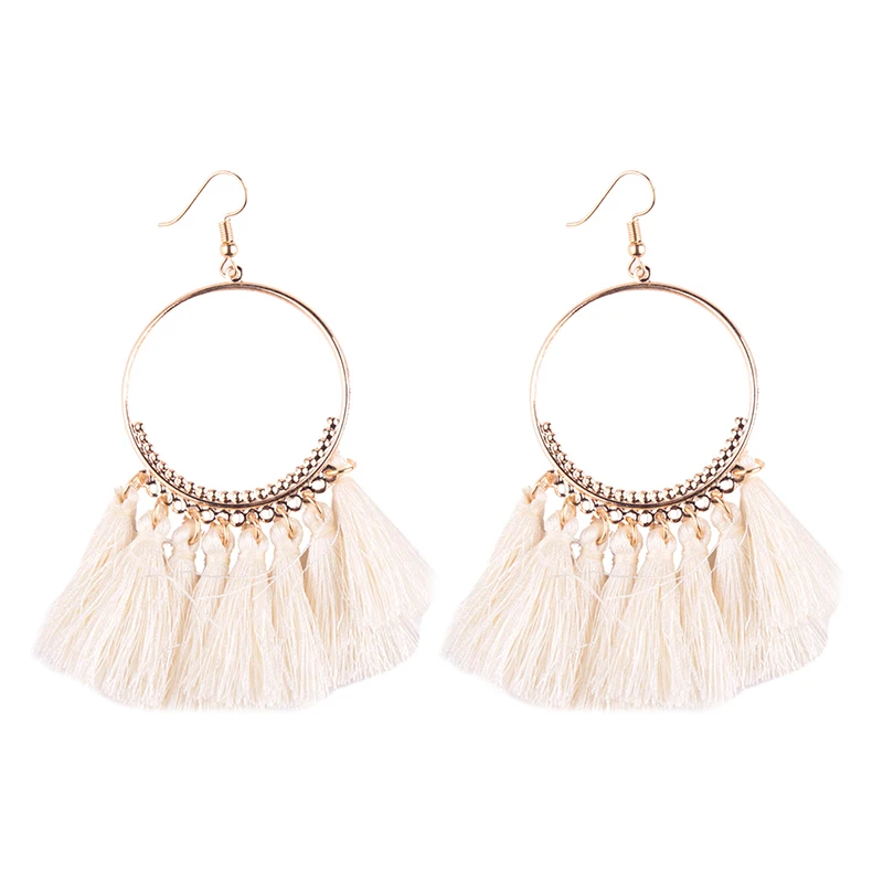 MISM Fashion Women Earring Tassel Bohemian Dangle Earrings Retro Folk Round Sexy For | Украшения и аксессуары