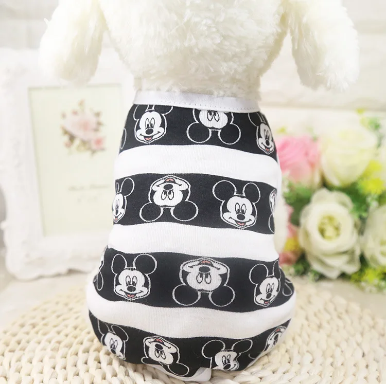 Mickey Жилет для домашних собак летняя хлопковая одежда футболки для щенков футболка жилет для кошек костюм с рисунком для маленьких собак чихуахуа Мопса - Цвет: Mickey
