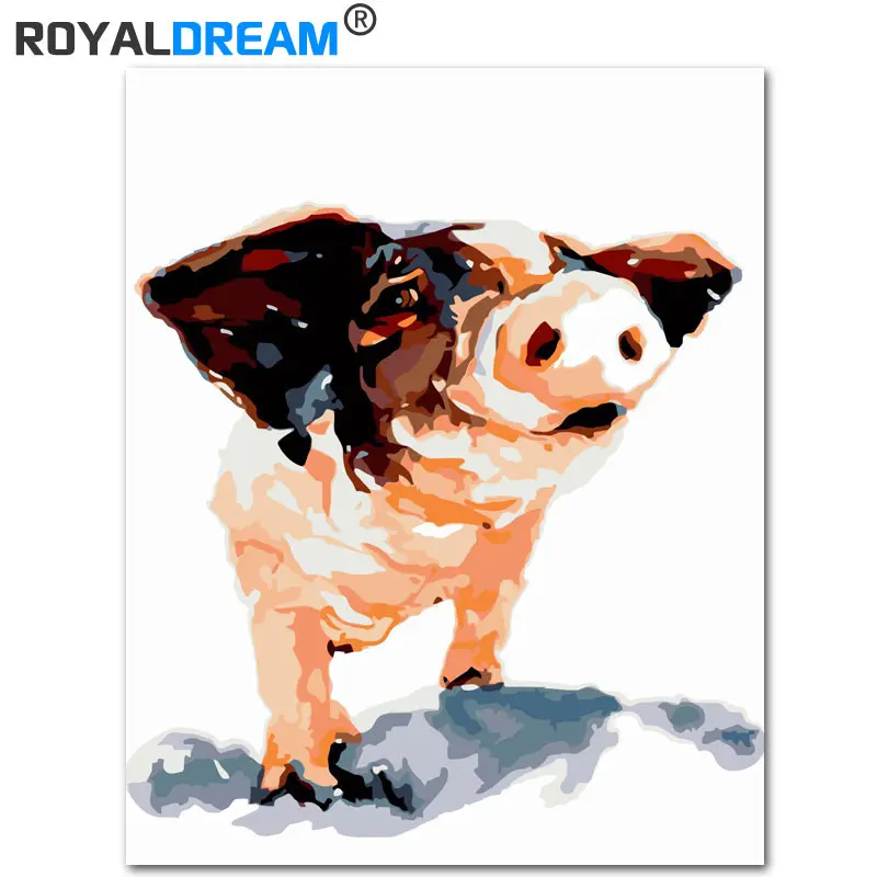 ROYALDREAM мультфильм свинка DIY Краска по номерам Акриловая ручная краска масляная на