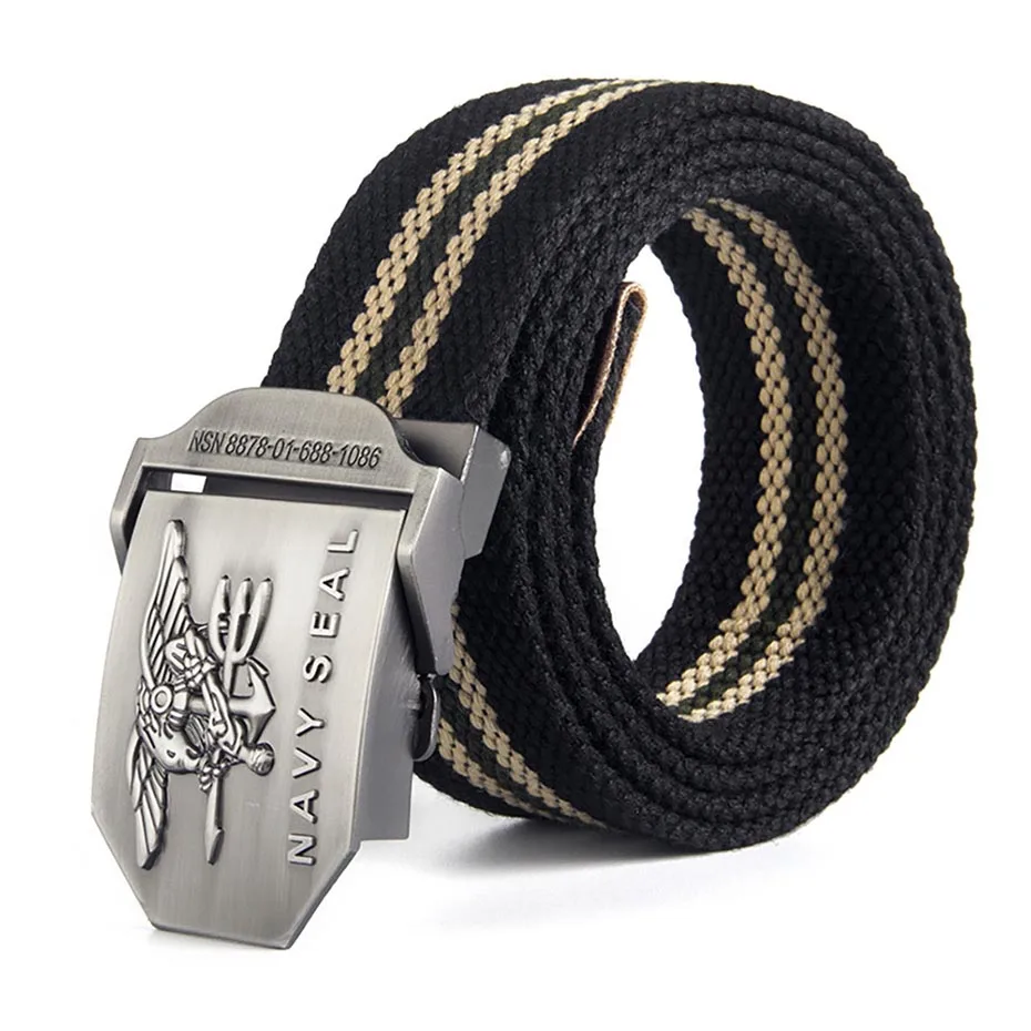 

Hot Male Tactical Belt Top Quality 3.8 cm Wide Canvas Belt For Men Navy Seal Automatic Buckle Man 120Cm Belts