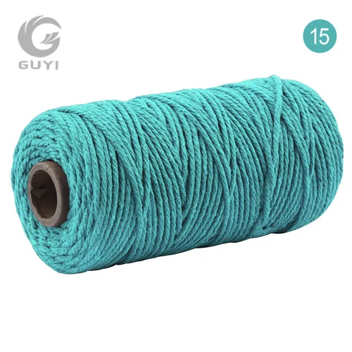 Color No. 15 1 рулон, 100 ярдов, 3 мм, цветная витая хлопковая веревка, 2 нити, витая, сделай сам, макраме, хлопковые шнуры, ремесло, витая шпагат - Цвет: Color No. 15