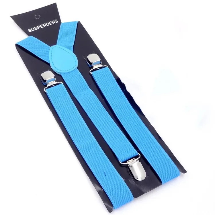 Blue Новинка, 3 цвета, 1 дюйм, широкие, черные, красные, желтые, y-образные, с застежкой на спине, для женщин, мужчин, подтяжки, подтяжки - Цвет: Blue