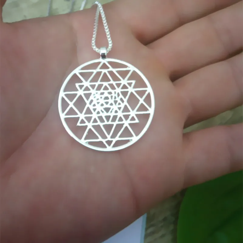 Sri Yantra кулон посеребренные ожерелья и кулоны для женщин цветок жизни модные ювелирные изделия