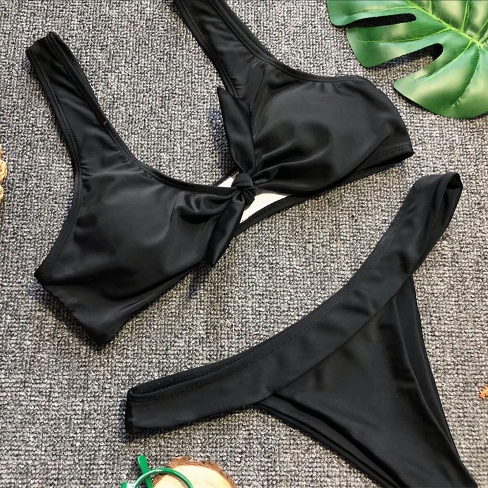 Женский сексуальный Одноцветный комплект бикини пуш ап Мягкий купальник