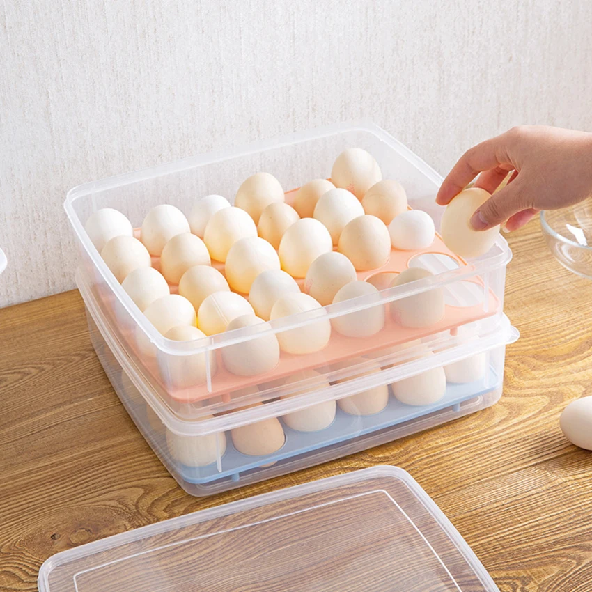 

30 Grid Egg Box Eggs Tray with Lid Drawer Fresh-keeping Case Holder Refrigerator Organizer Storage Box Kitchen Food Container