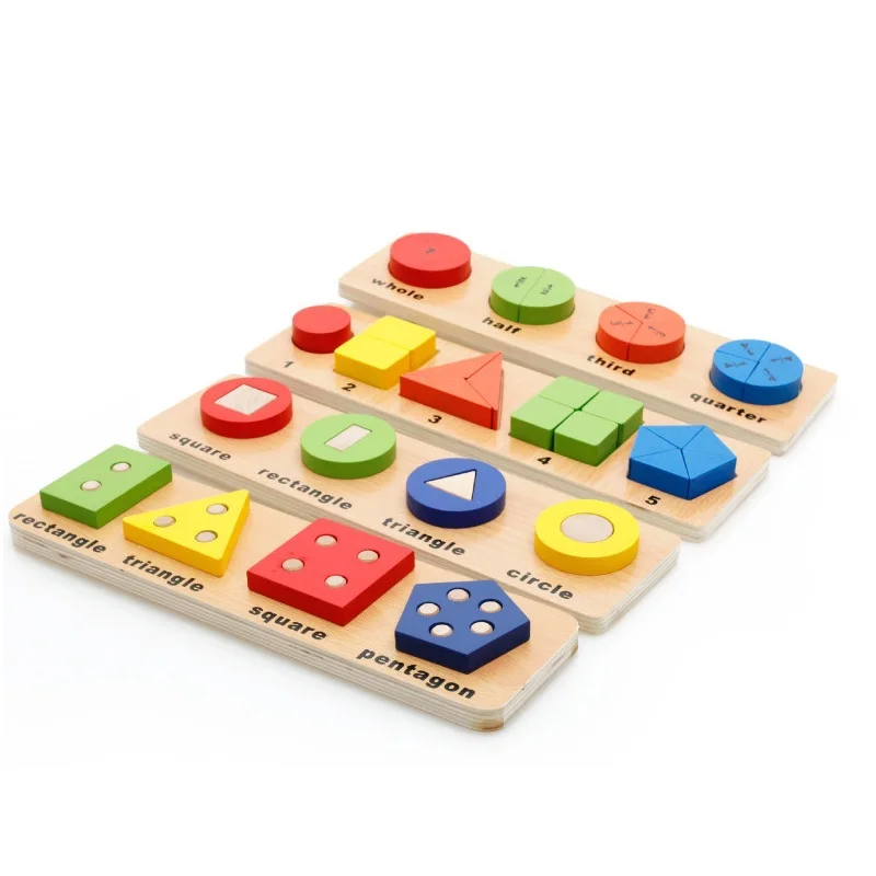 Детский деревянный пазл геометрической формы развивающая 3D головоломка для