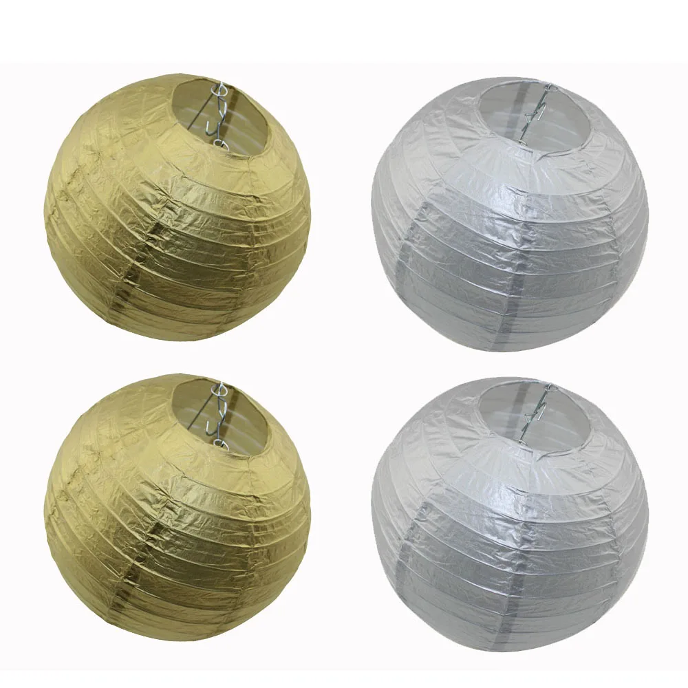 Новый 12 &quotЗолотой Серебряный белый бумажный фонарь 8&quot 10 &quot12&quot 14 &quot16&quot Lanterne de