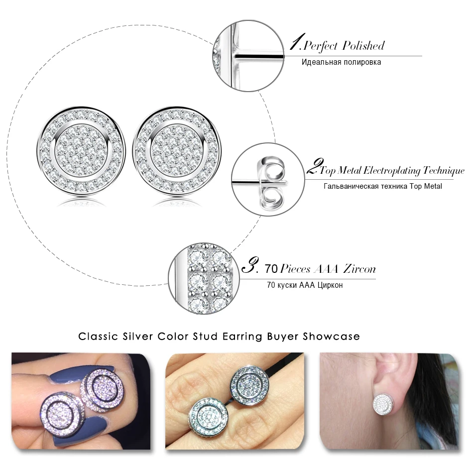 Orsa Jewels Classic Silver Цвет серьгу проложили AAA австрийской кубического циркония для вечеринки модные женские туфли Для мужчин Jewelry oe130