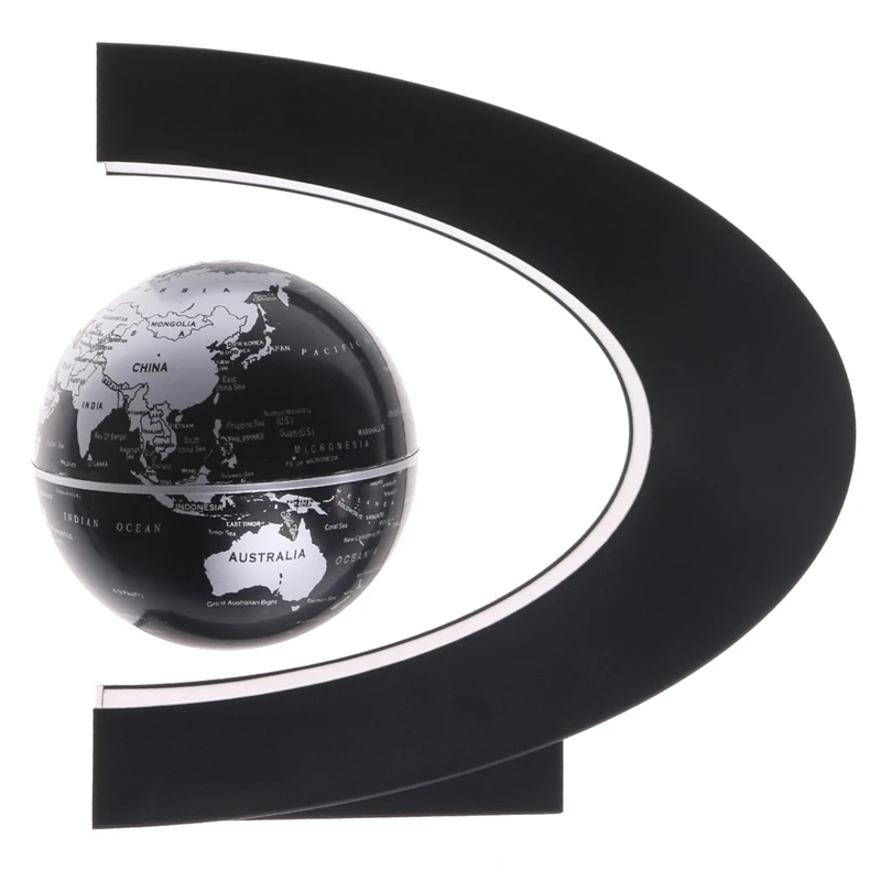 C Форма магнитной левитации Плавающий глобус Карта мира со светодиодной