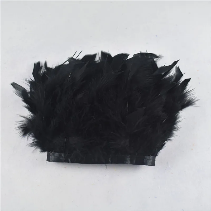 Black 2 yards10-15 см, 4-6 дюймов, окрашенная кожа, цвет шампанского, Индюшата, перьев в полоску, отделка перьями, юбка, тонкий Свадебный декор - Цвет: Black