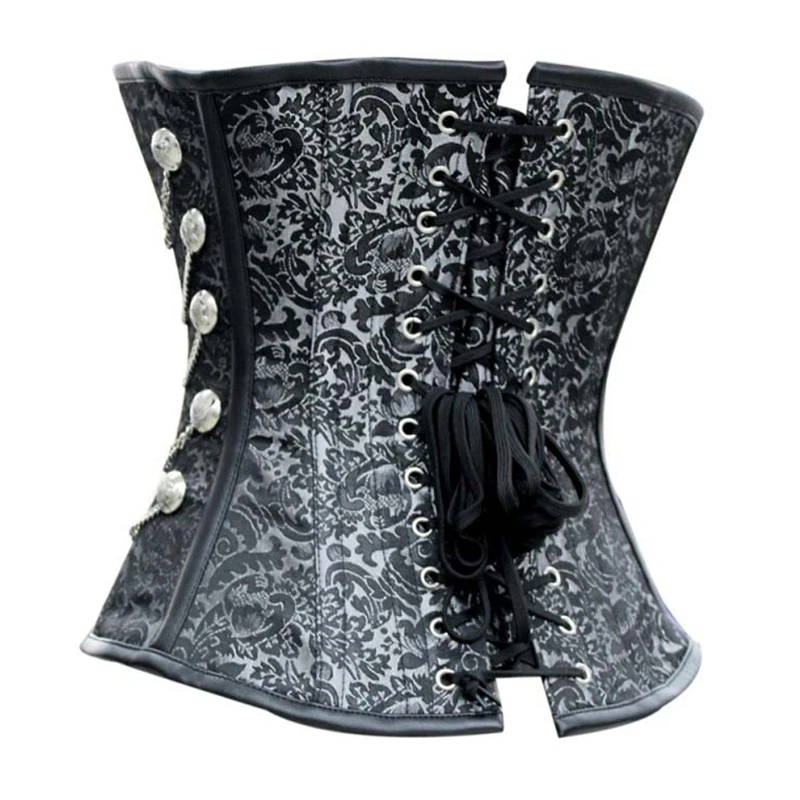 Корсет женский с цветочным принтом и украшением пуговиц на цепочке|print corset|corset