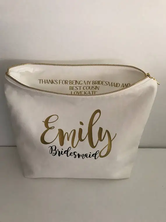 Personaliz name Make Up title свадебный подарок для подружки невесты косметичка сумочки