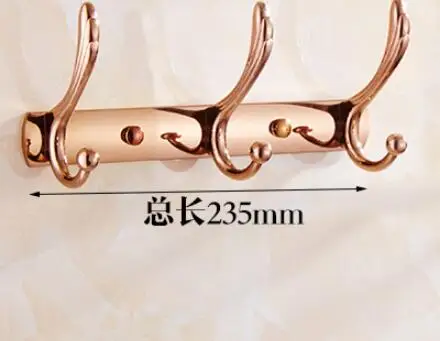 3 hooks rose gold 3-7 крючков хром/золото/розовое золото крючки для ванной, вешалки для одежды, крючки для одежды аксессуары для ванной комнаты кухонные вешалки - Цвет: 3 hooks rose gold