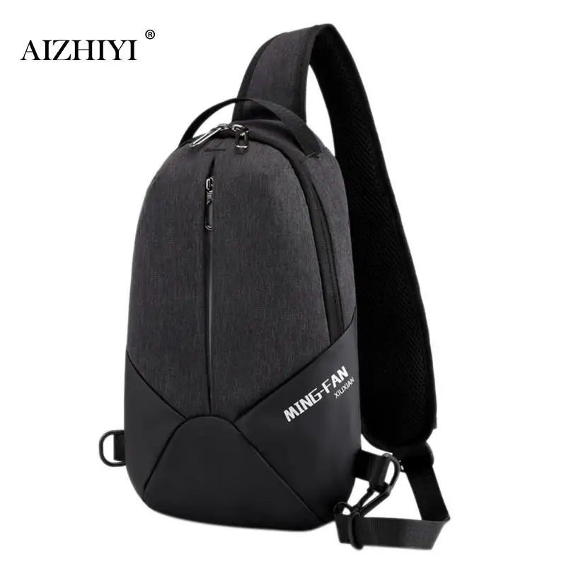 black Бренд AIZHIYI, нагрудная сумка, USB, сумка-мессенджер, через плечо, для мужчин, на плечо, слинг, сумка, водонепроницаемая, короткая, для поездок, для мобильного телефона, вертикальная сумка - Цвет: black